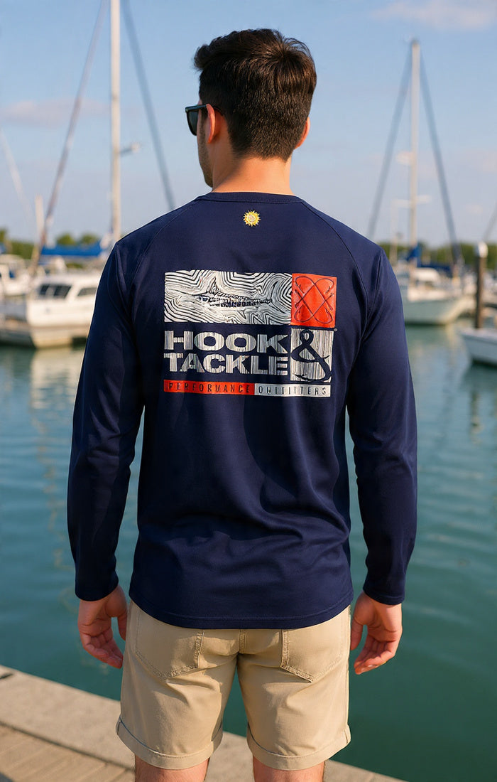 Men's Marlin Groove L/S UV Fishing Shirt - WonderingCloth