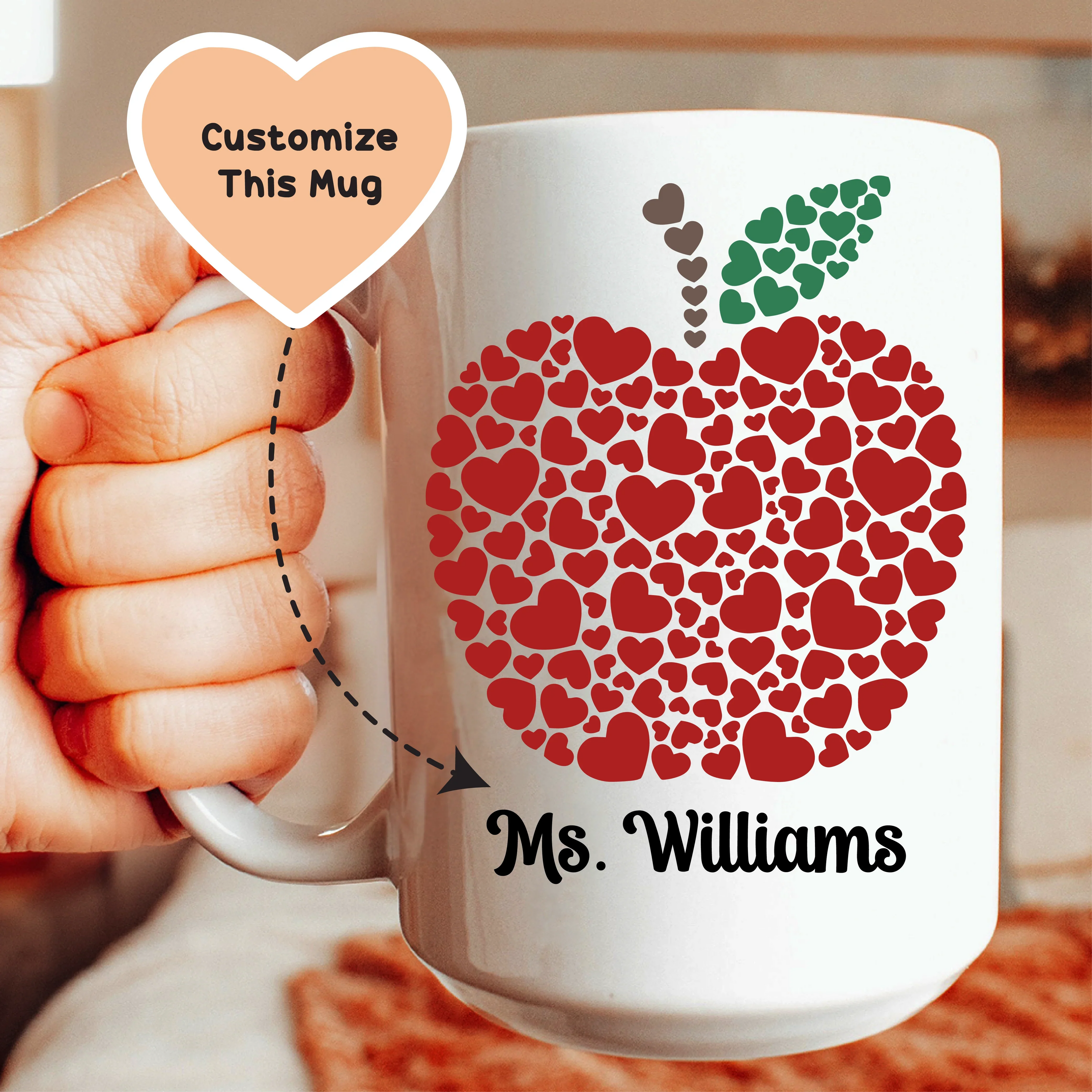 Custom Apple Teacher Mug - WonderingCloth