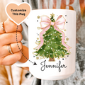 Custom Christmas Tree Bow Mug - WonderingCloth