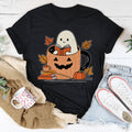 Cute Bookish Ghost In A Pumpkin Cup Tee - WonderingCloth