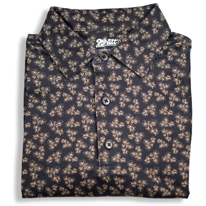 Dark Floral Men's Polo - WonderingCloth