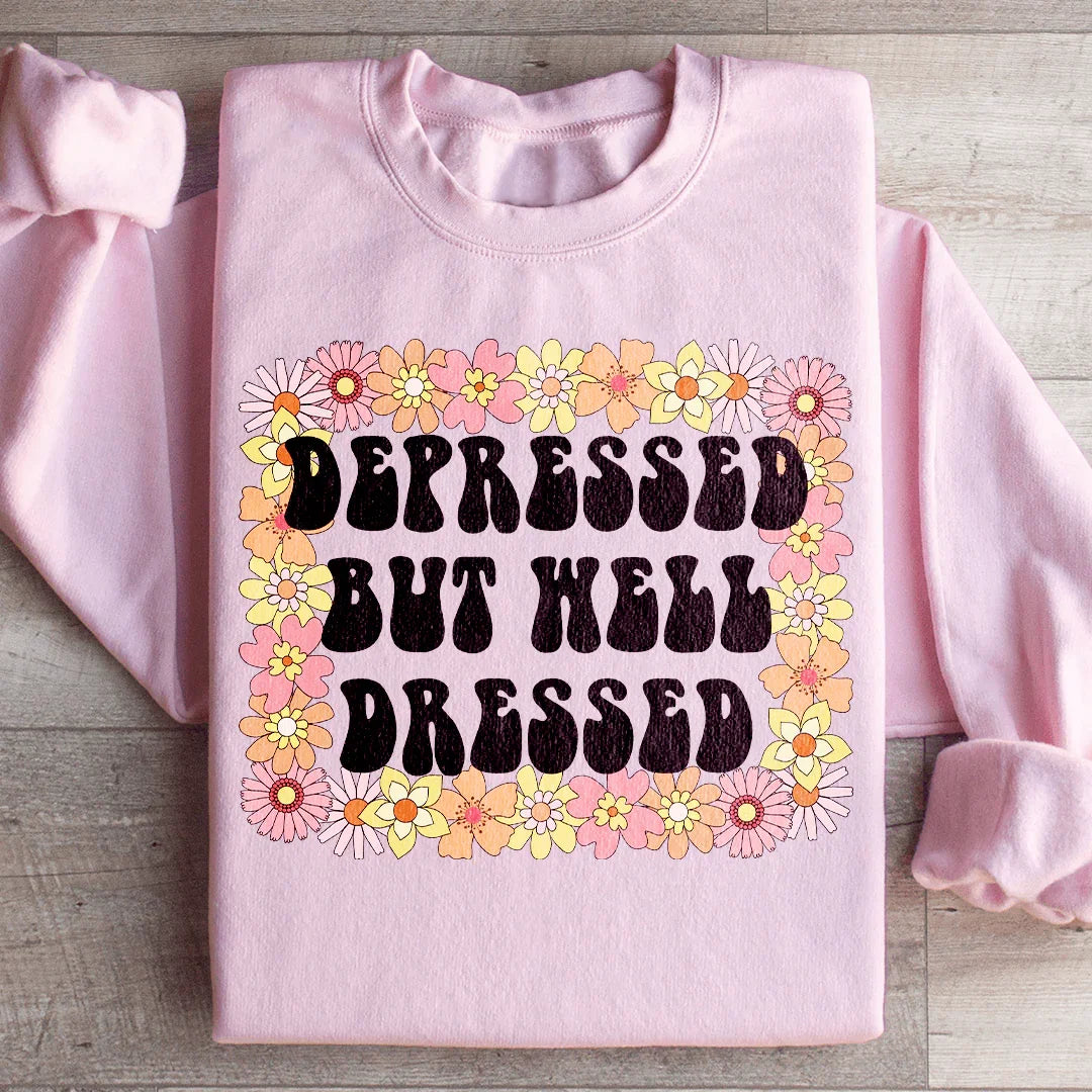 Depressed But Well Dressed Sweatshirt - WonderingCloth
