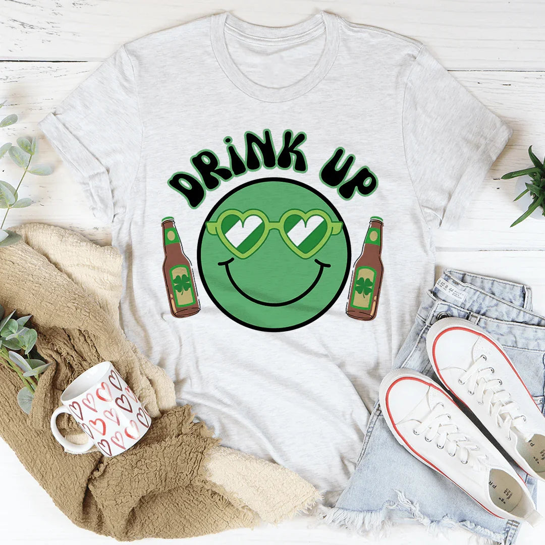 Drink Up Smiley St. Patricks Tee - WonderingCloth