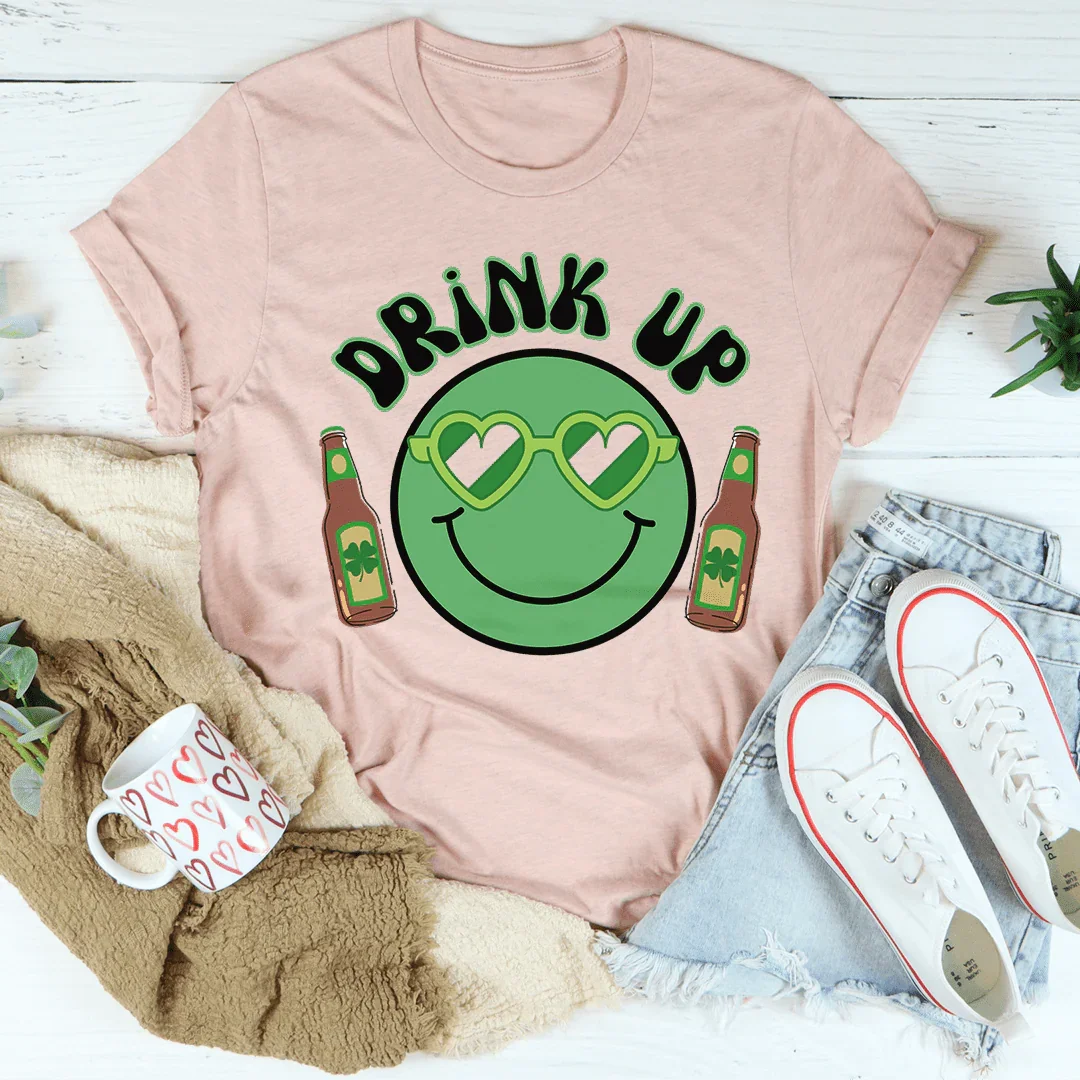 Drink Up Smiley St. Patricks Tee - WonderingCloth