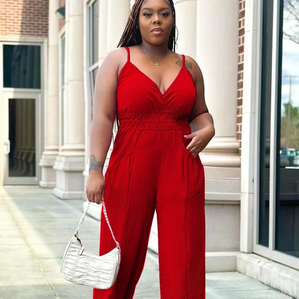 Women's Slip Plus Size Woman Cotton And Linen Jumpsuit - WonderingCloth