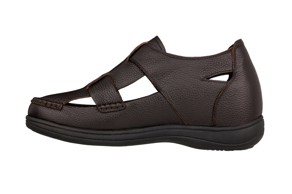 CALTO - K2662 - 3.2 Inches Taller (Dark Brown) - Casual Fisherman Sandal - WonderingCloth