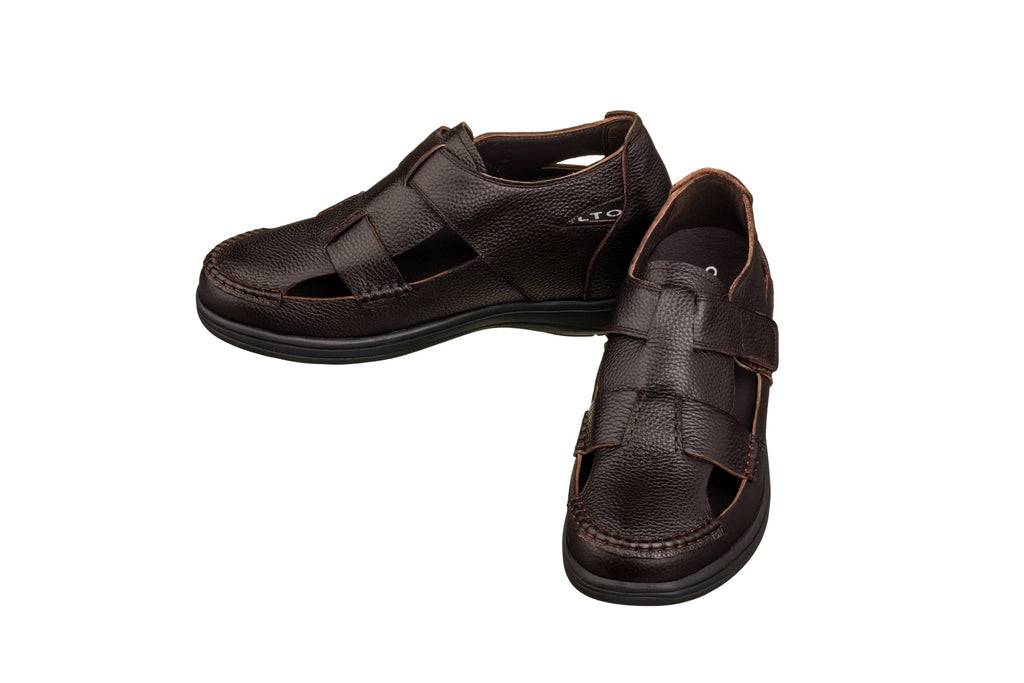 CALTO - K2662 - 3.2 Inches Taller (Dark Brown) - Casual Fisherman Sandal - WonderingCloth