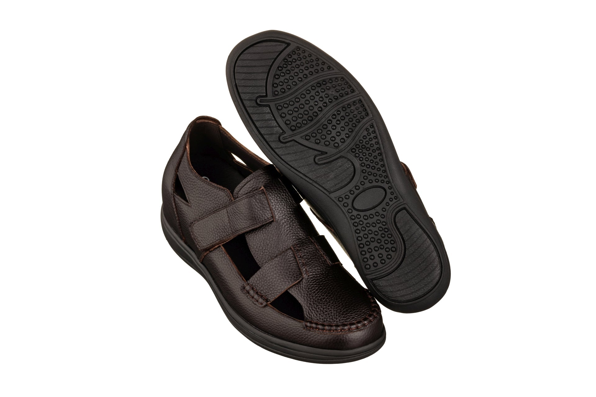 CALTO - K2662 - 3.2 Inches Taller (Dark Brown) - Casual Fisherman Sandal - WonderingCloth