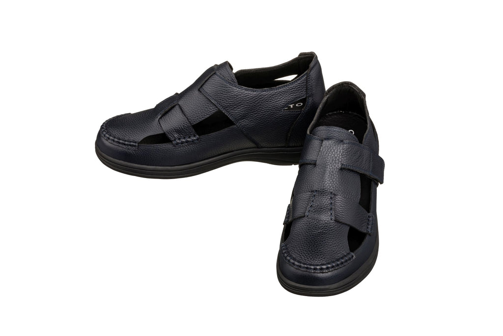 CALTO - K2663 - 3.2 Inches Taller (Navy) - Casual Fisherman Sandal - WonderingCloth