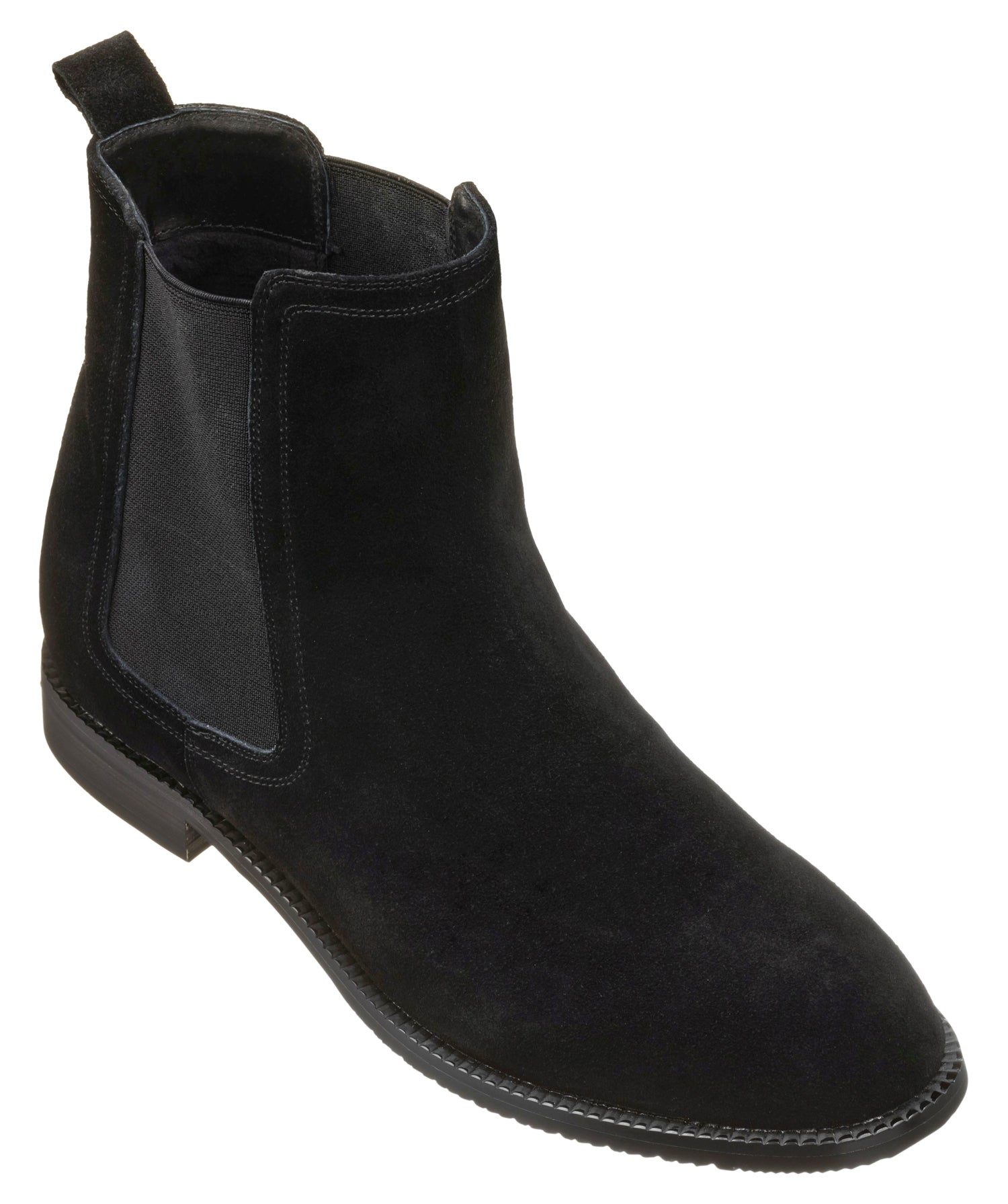 CALTO - K33090 - 2.9 Inches Taller (Black) - Suede Chelsea Boot - WonderingCloth