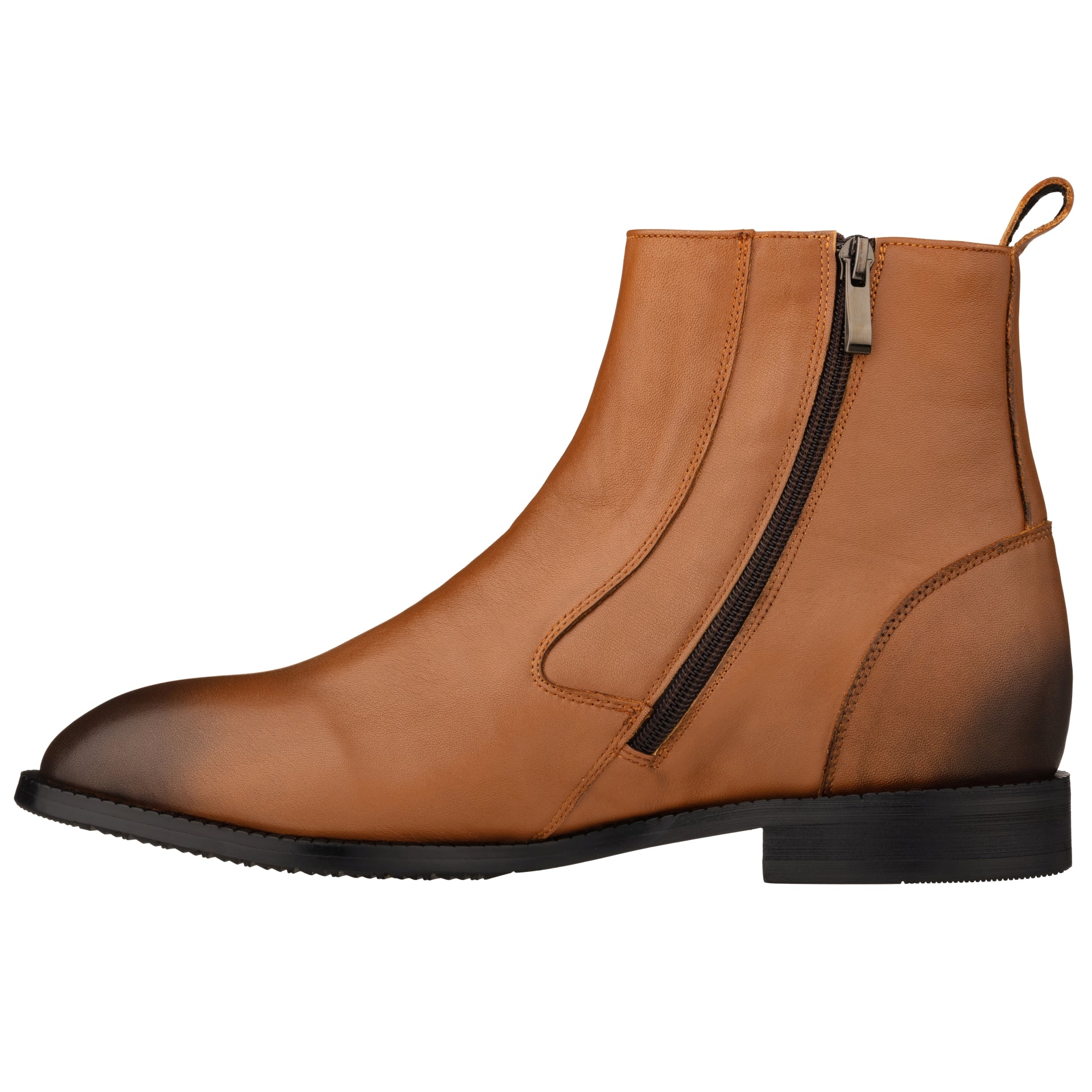 TOTO - K33094 - 2.6 Inches Taller (Light Brown) - Zipper Boot - WonderingCloth