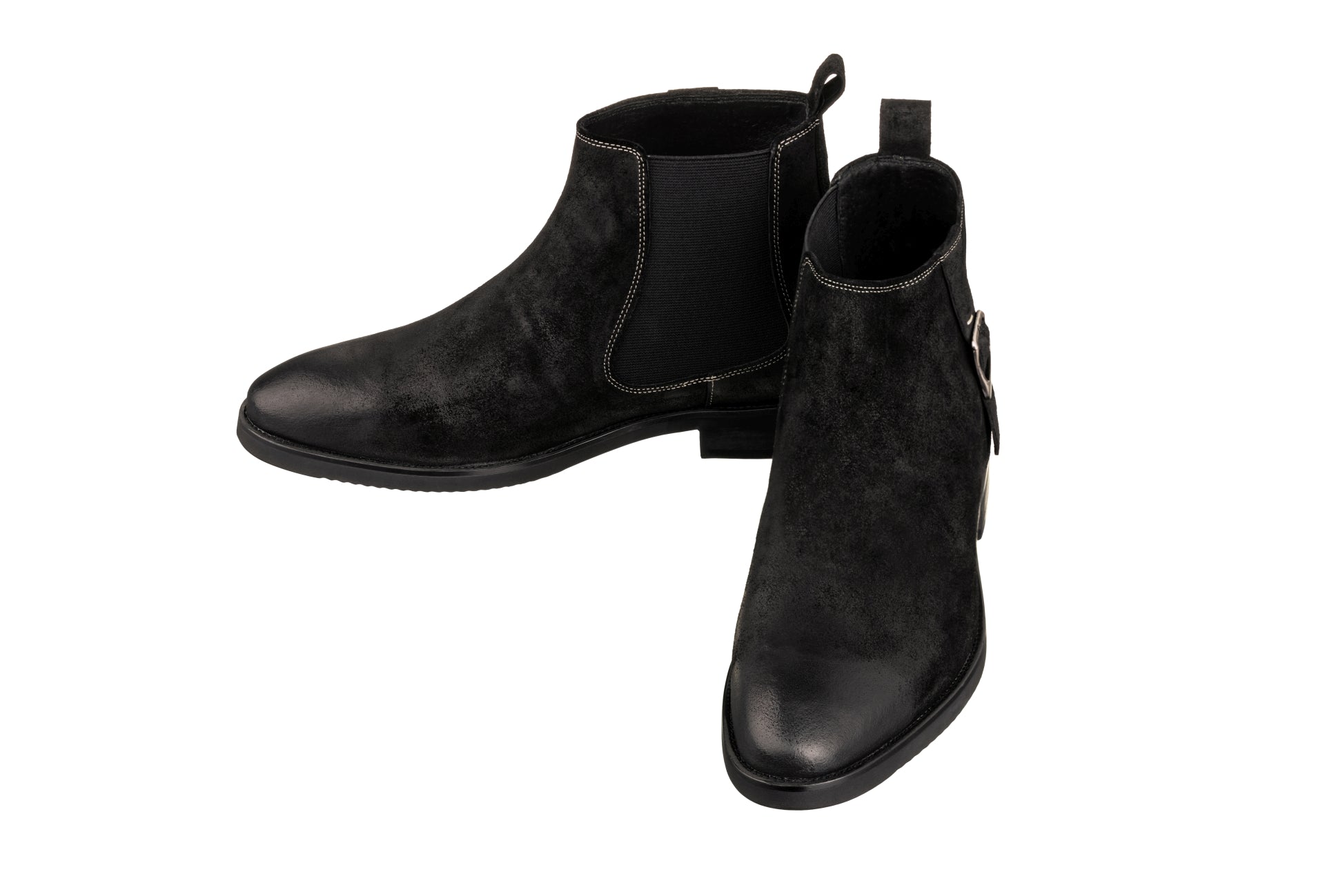 TOTO - K92081 - 3 Inches Taller (Nubuck Black) - Chelsea Ankle Boots - WonderingCloth