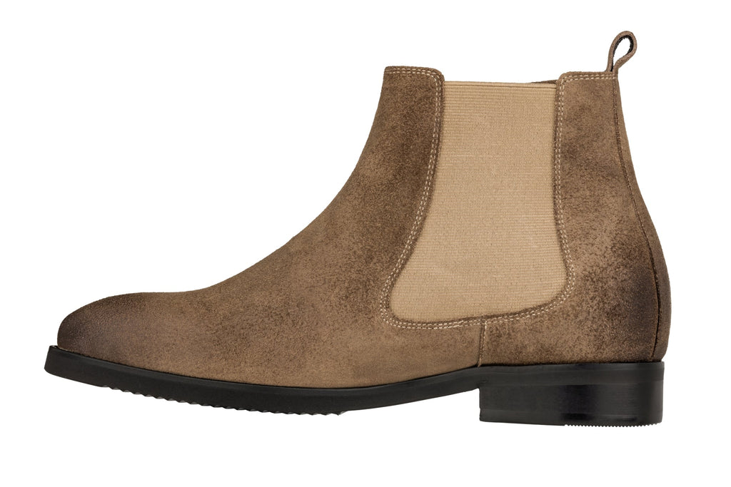 TOTO - K92083 - 3 Inches Taller (Nubuck Coffee Brown) - Chelsea Ankle Boots - WonderingCloth