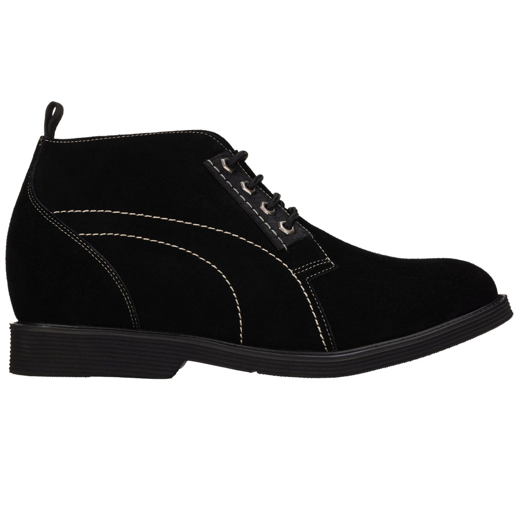 CALTO - K9913 - 3.2 Inches Taller (Black) - Ankle Boot - WonderingCloth