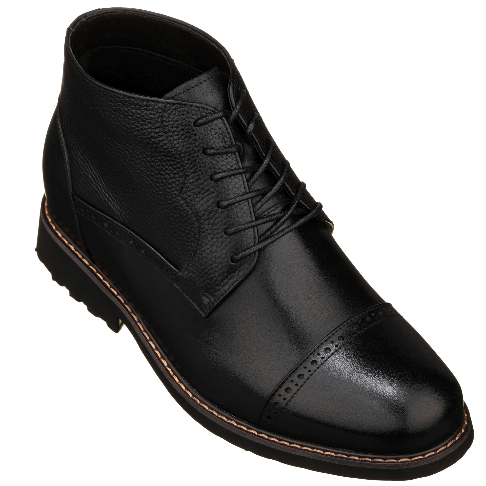 CALTO - Y41083 - 3.2 Inches Taller (Black) - Lace Up Casual Boots - WonderingCloth