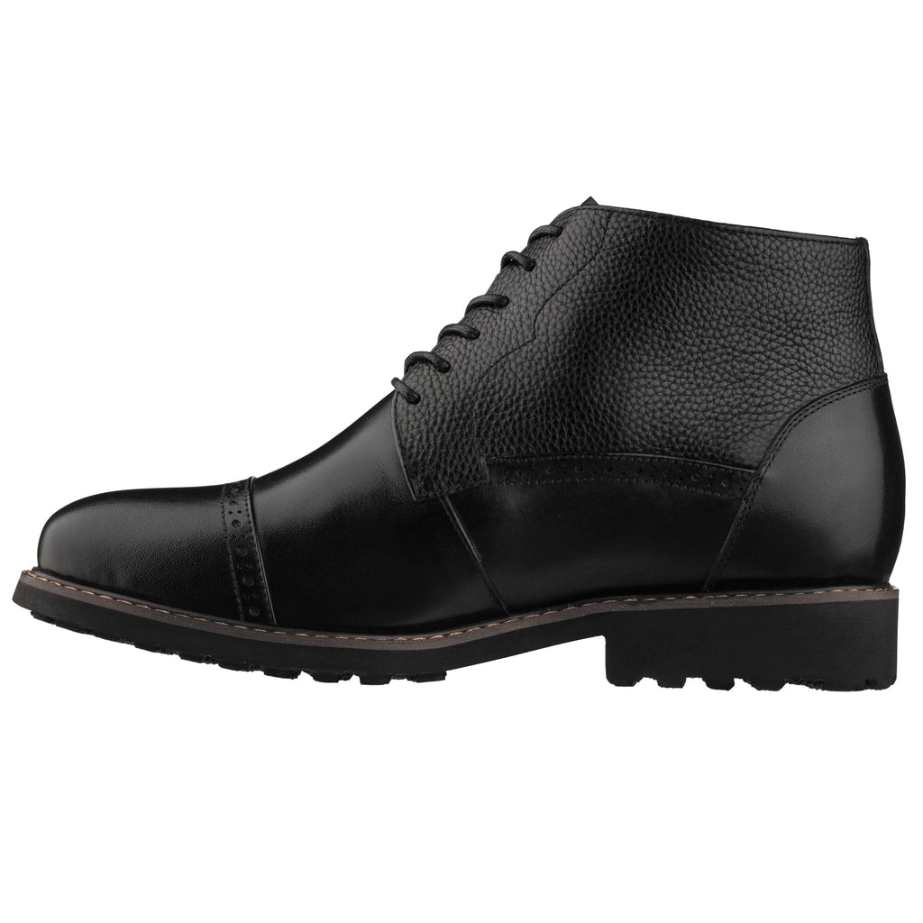 CALTO - Y41083 - 3.2 Inches Taller (Black) - Lace Up Casual Boots - WonderingCloth
