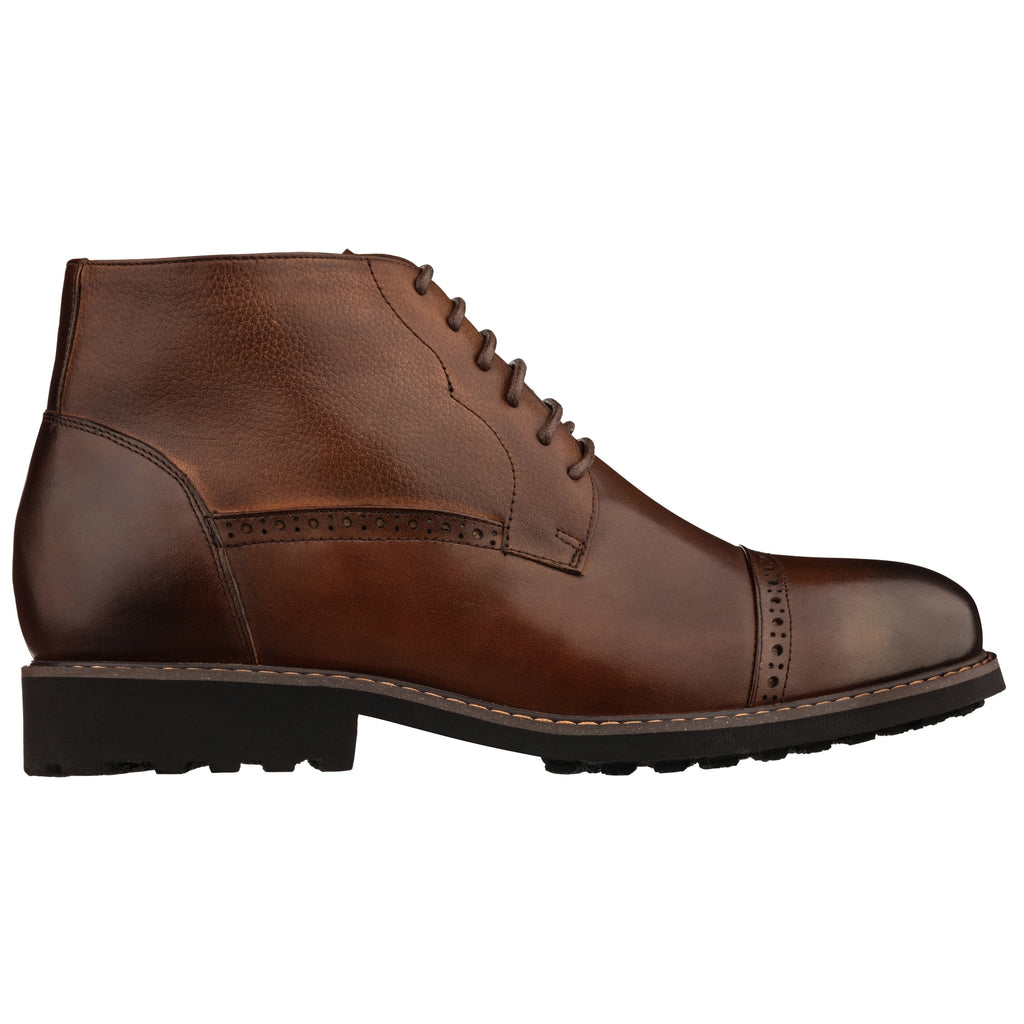 CALTO - Y41084 - 3.2 Inches Taller (Coffee Brown) - Lace Up Casual Boots - WonderingCloth