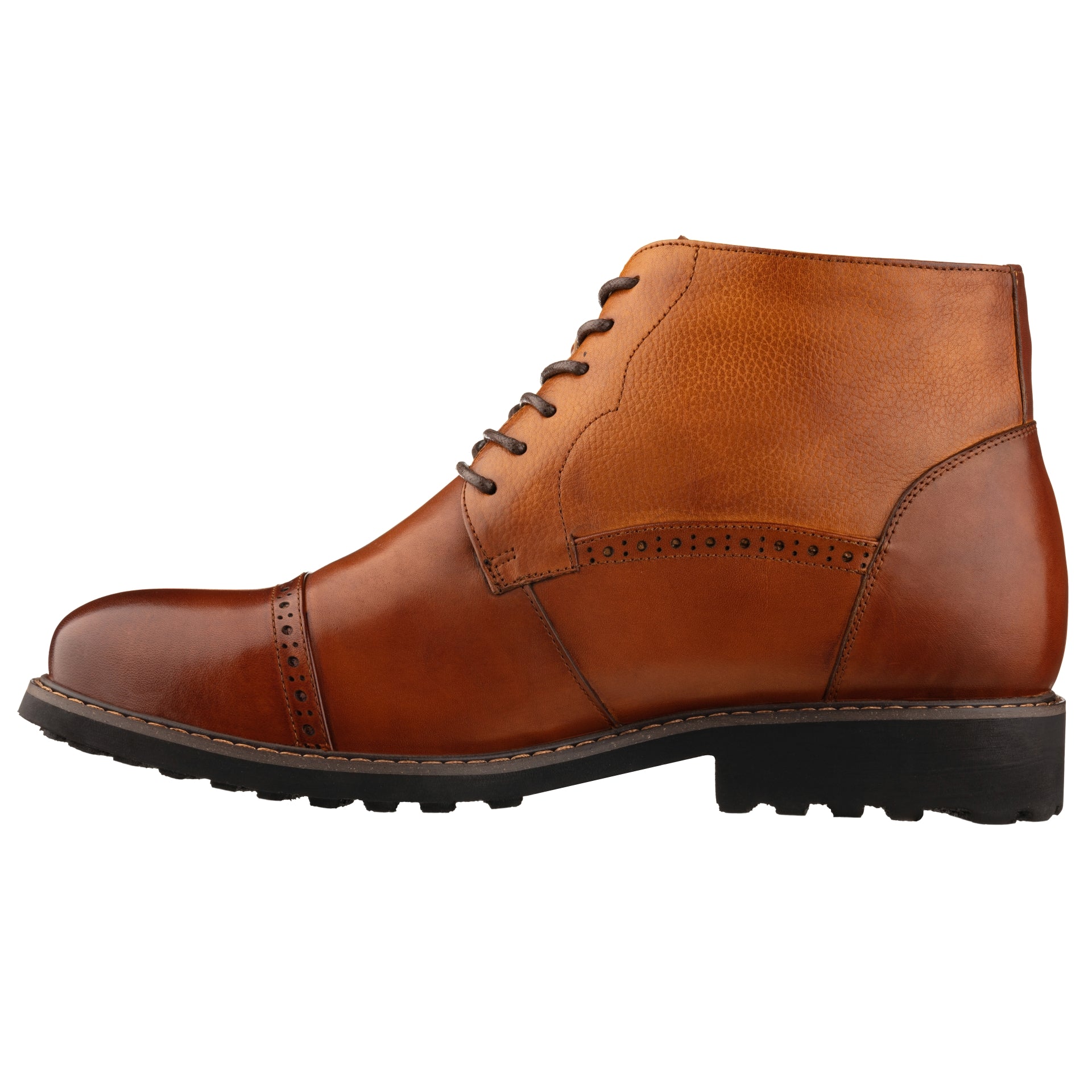 CALTO - Y41085 - 3.2 Inches Taller (Brown) - Lace Up Casual Boots - WonderingCloth