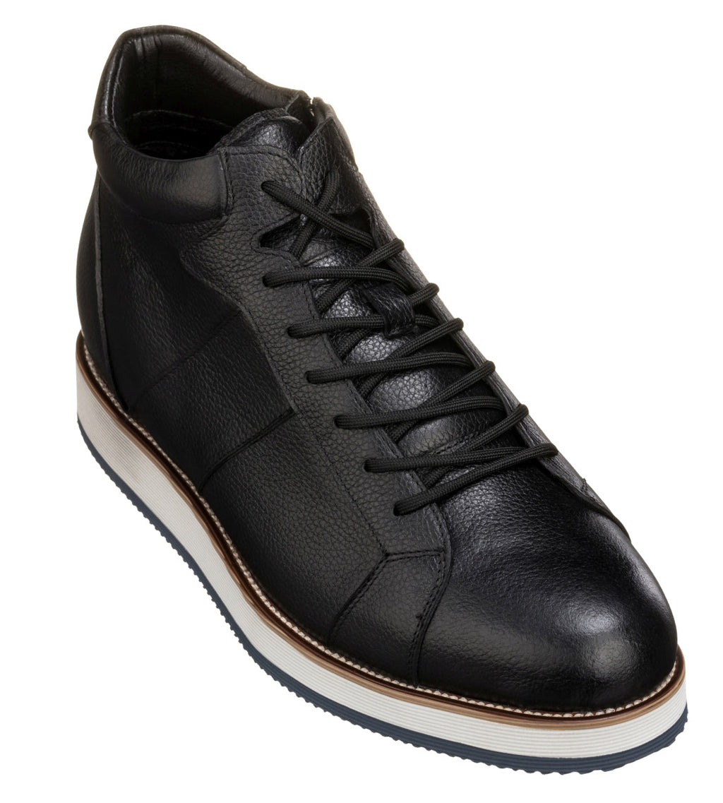 CALTO - Y6020 - 3 Inches Taller Zipper Boots (Black) - WonderingCloth