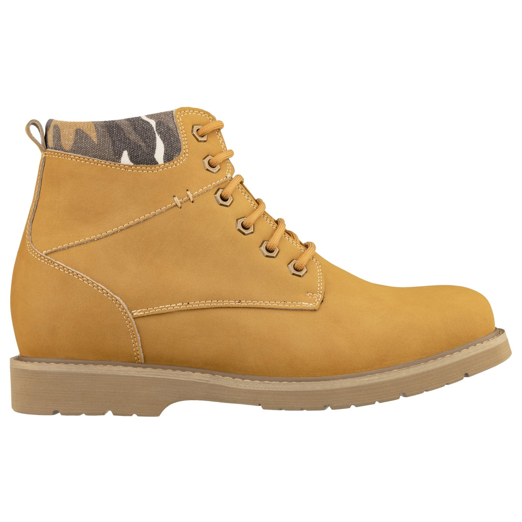 CALTO - YH7830 - 3.2 Inches (Khaki) - Nubuck Boots - WonderingCloth