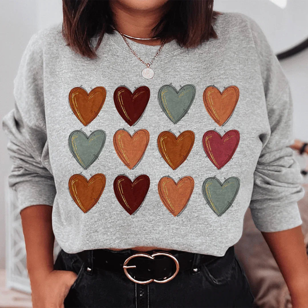 Fall Hearts Sweatshirt - WonderingCloth