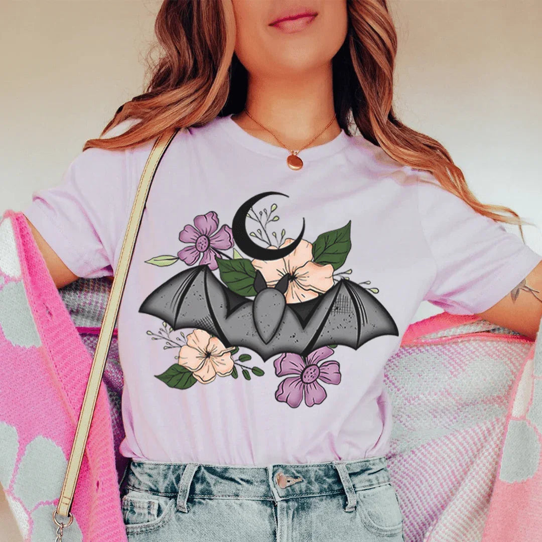 Floral Bat Tee - WonderingCloth