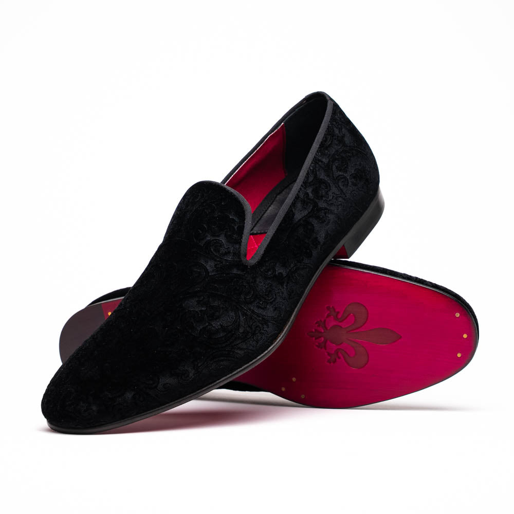 10-520-BLK FORMAL II Velvet Tuxedo Shoe, Black - WonderingCloth
