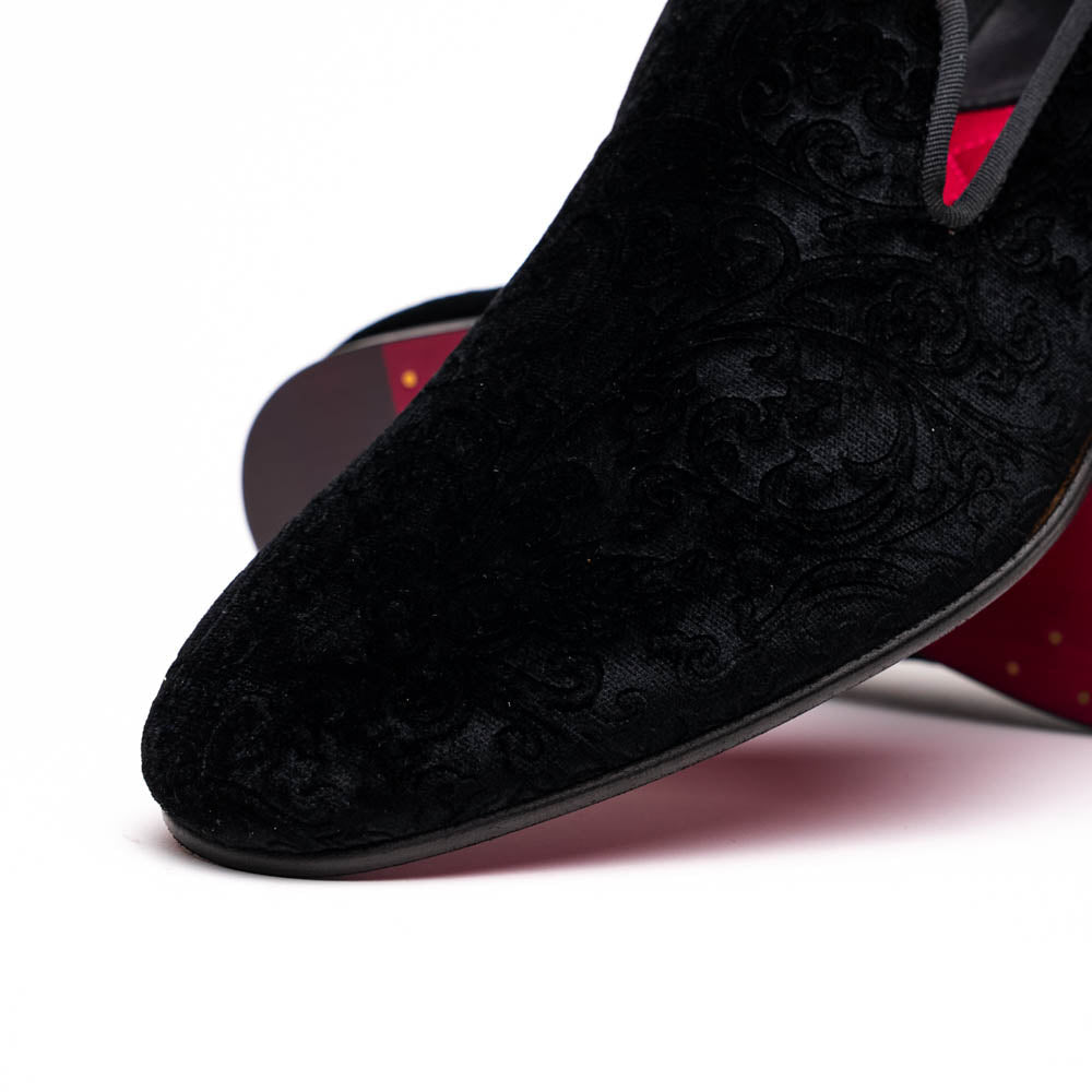 10-520-BLK FORMAL II Velvet Tuxedo Shoe, Black - WonderingCloth