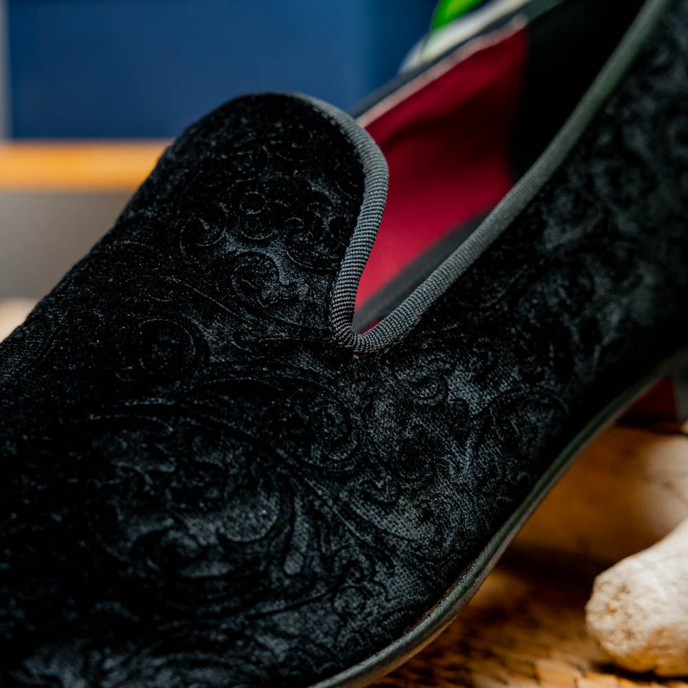 10-520-BLK FORMAL II Velvet Tuxedo Shoe, Black - WonderingCloth