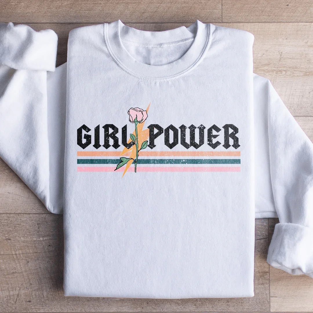 Girl Power Rose Sweatshirt - WonderingCloth