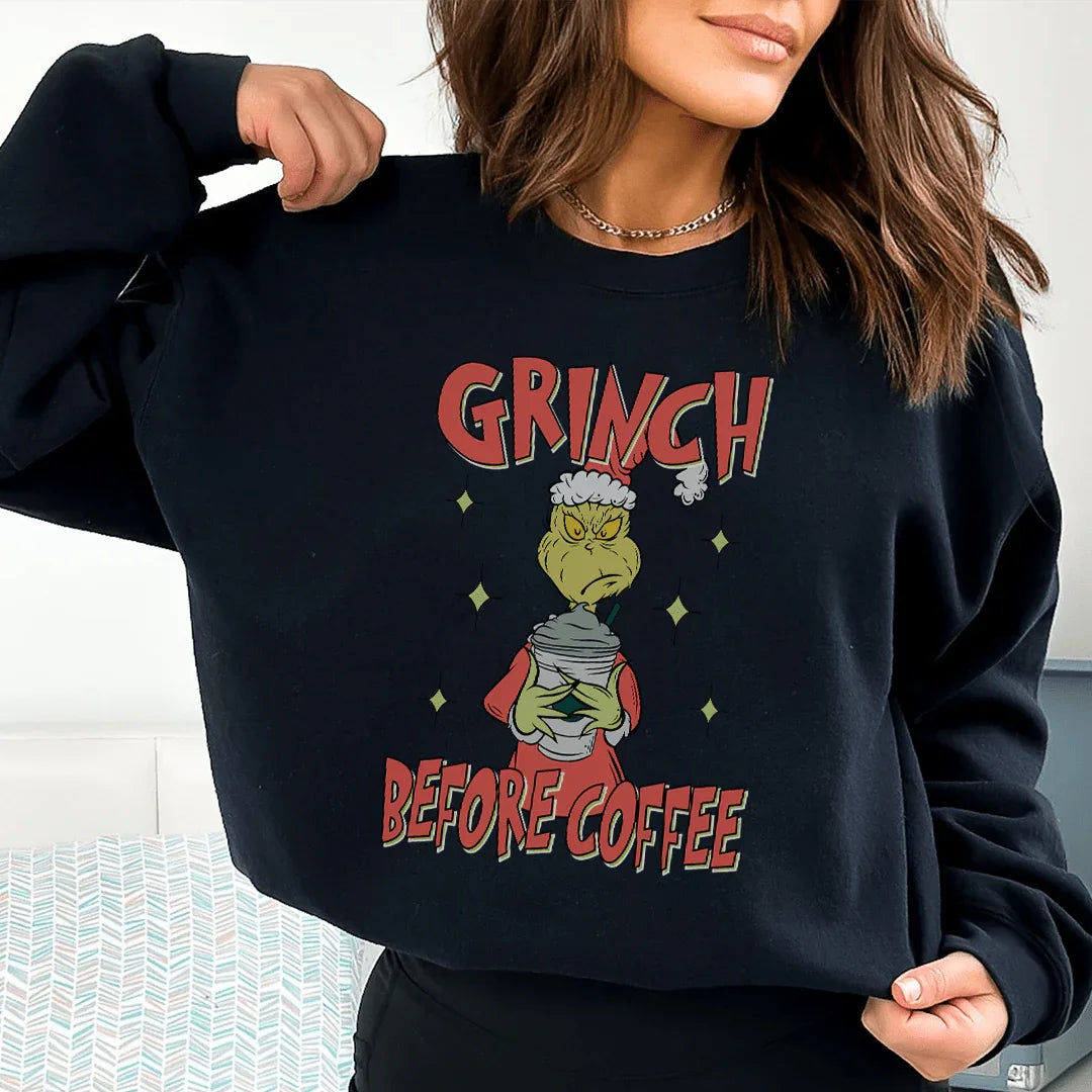 Grinch Before Coffee Sweatshirt - WonderingCloth