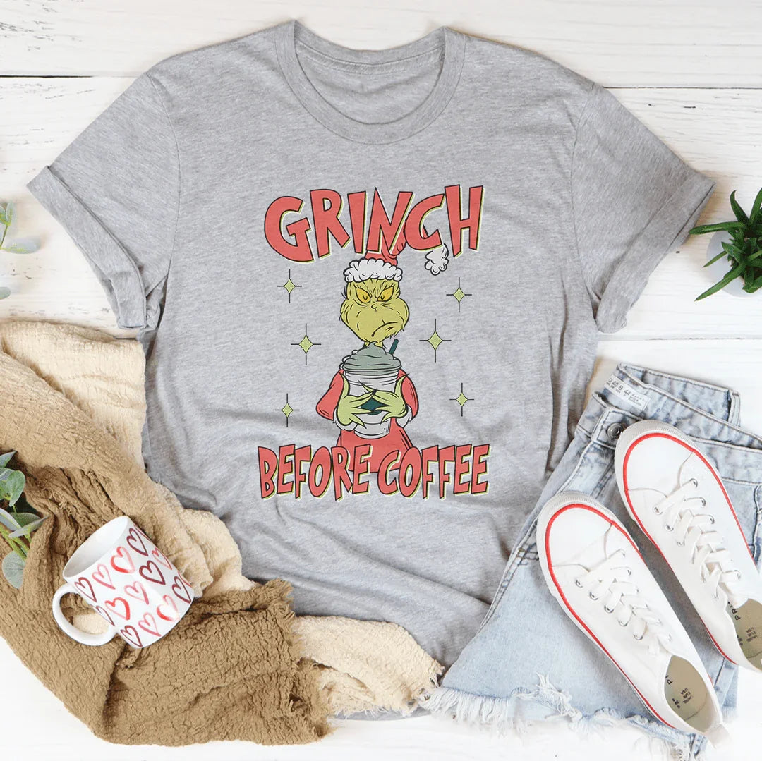 Grinch Before Coffee Tee - WonderingCloth