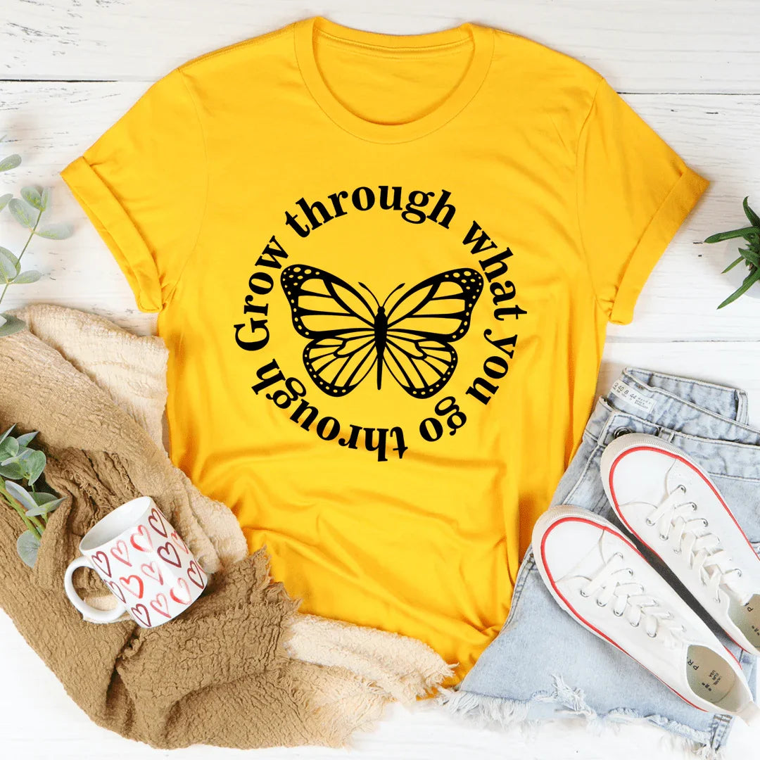 Grow Through What You Go Through Butterfly Tee - WonderingCloth