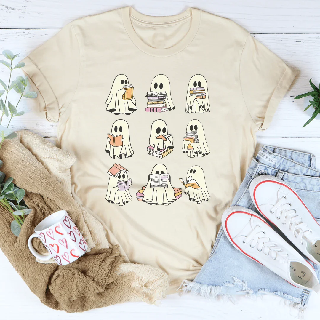 Halloween Ghost Book Lover Tee - WonderingCloth