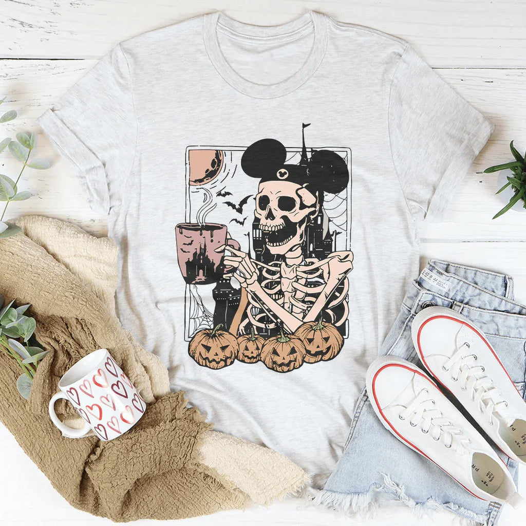 Halloween Skeleton Mouse Ears Tee - WonderingCloth