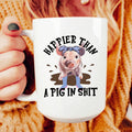 Happier Than A Pig Ceramic Mug 15 oz - WonderingCloth