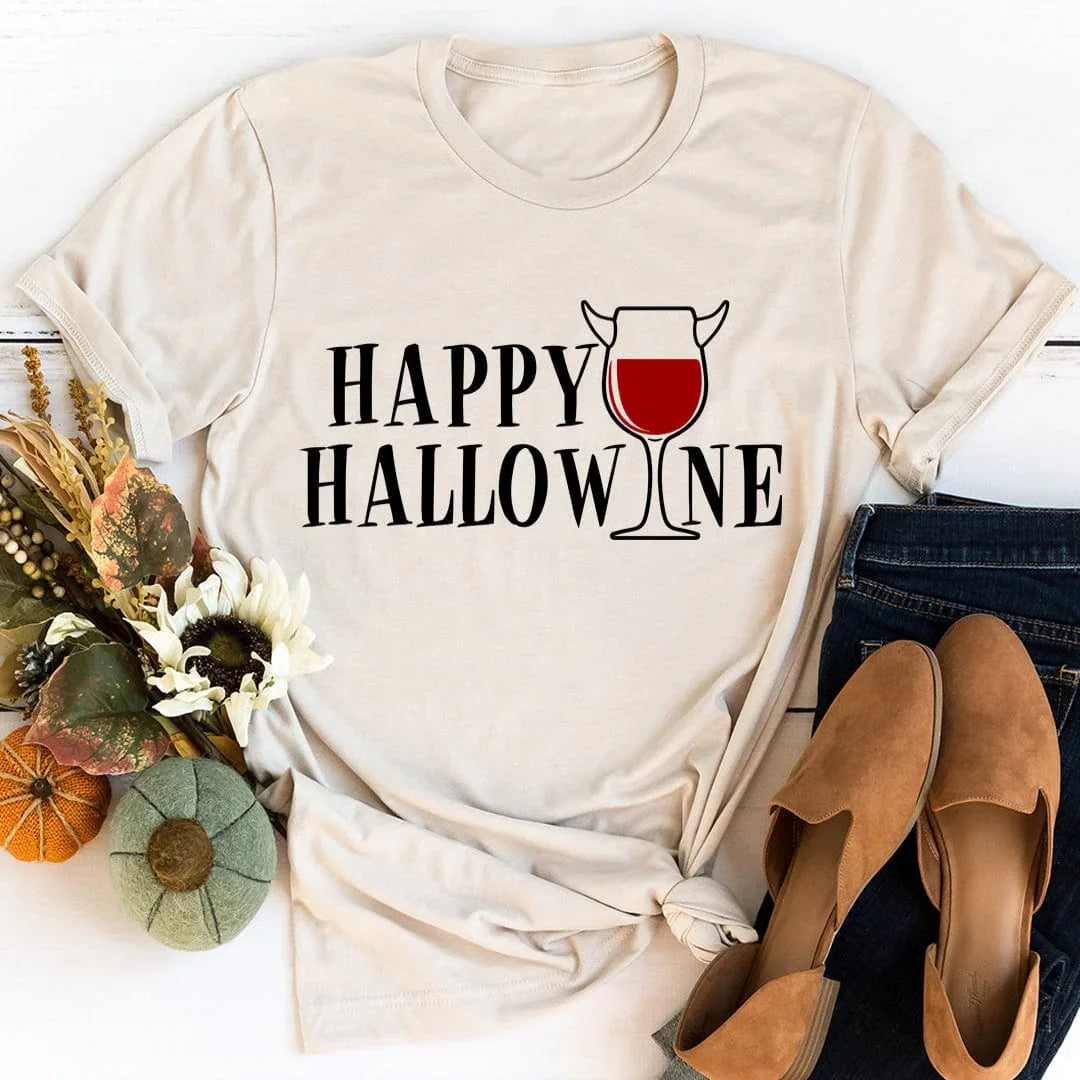 Happy Hallowine Tee - WonderingCloth