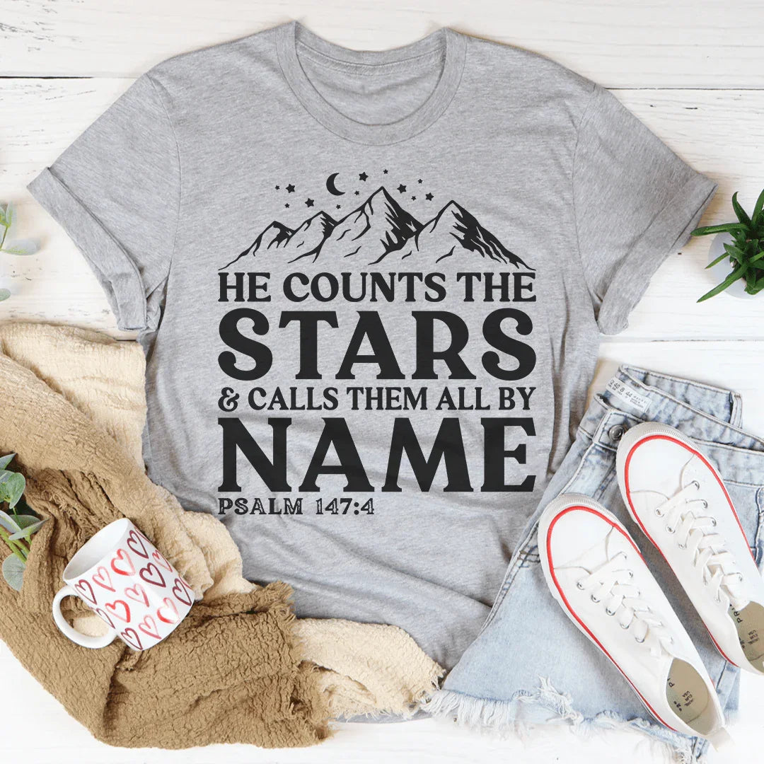 He Counts The Stars & Calls Them All By Name Tee - WonderingCloth