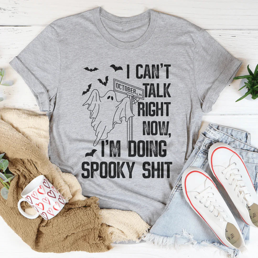 I Can't Talk Right Now Spooky Tee - WonderingCloth