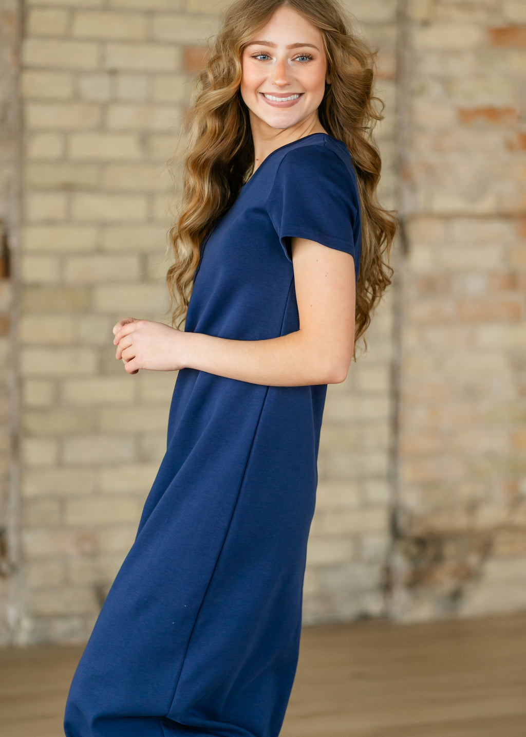 Jane Navy T-shirt Maxi Dress - WonderingCloth