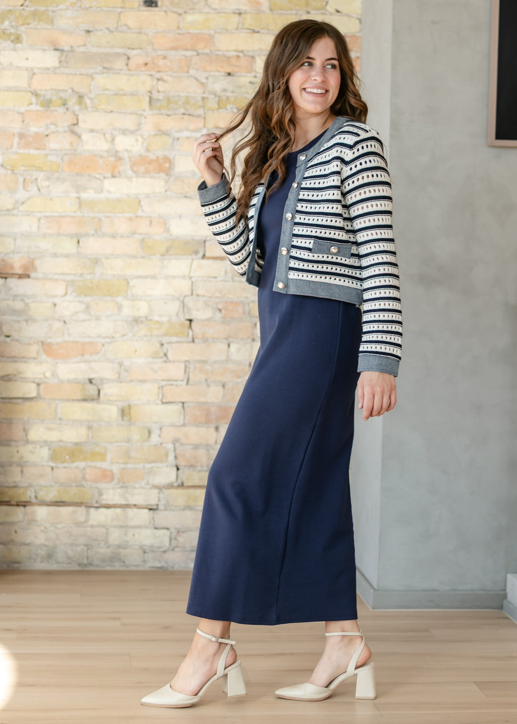 Jane Navy T-shirt Maxi Dress - WonderingCloth