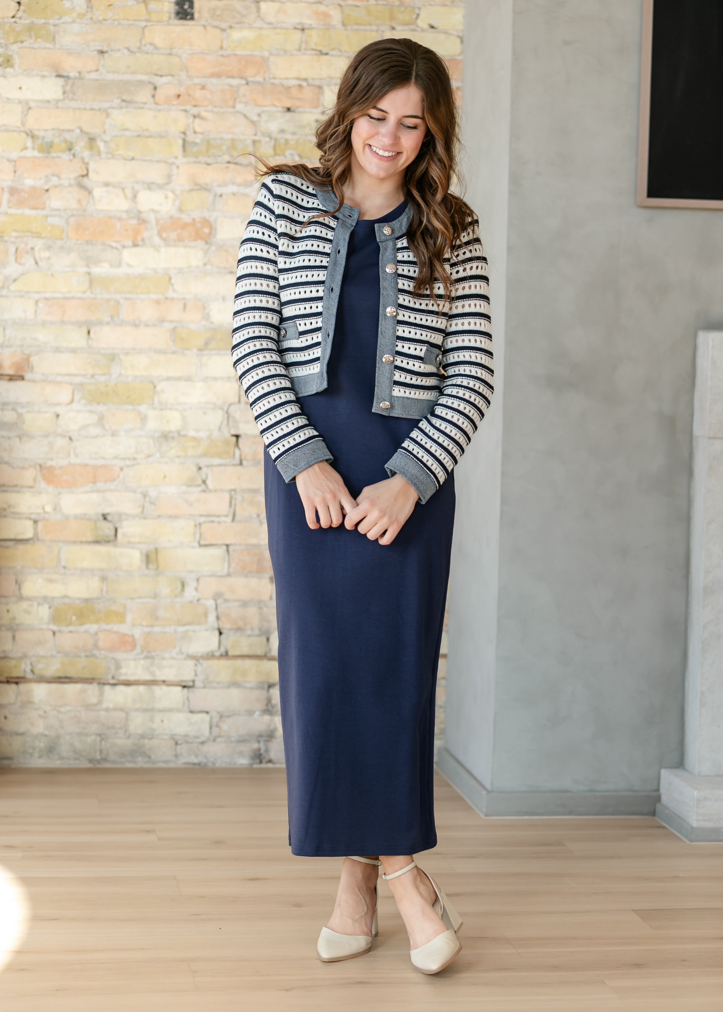 Jane Navy T-shirt Maxi Dress - WonderingCloth