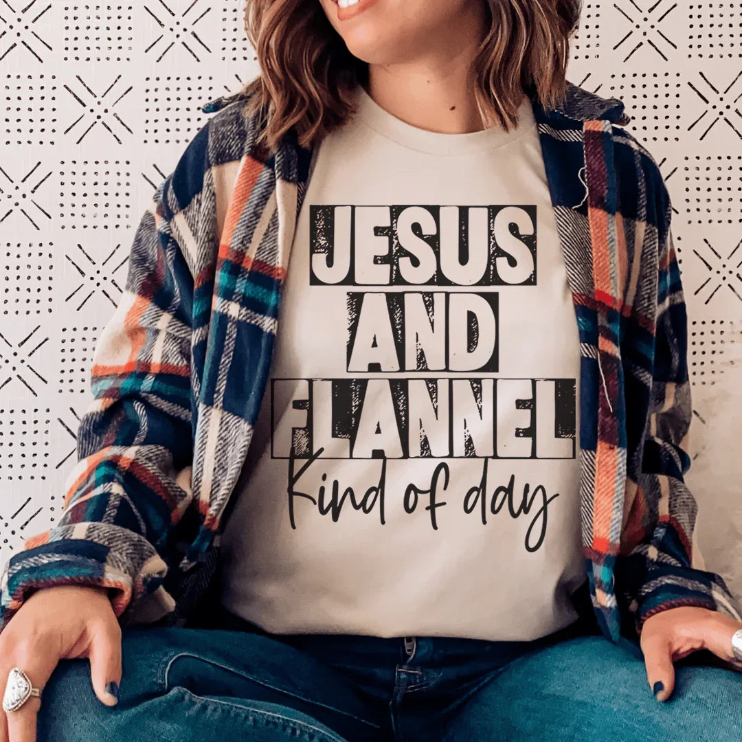 Jesus & Flannel Kind Of Day Tee - WonderingCloth