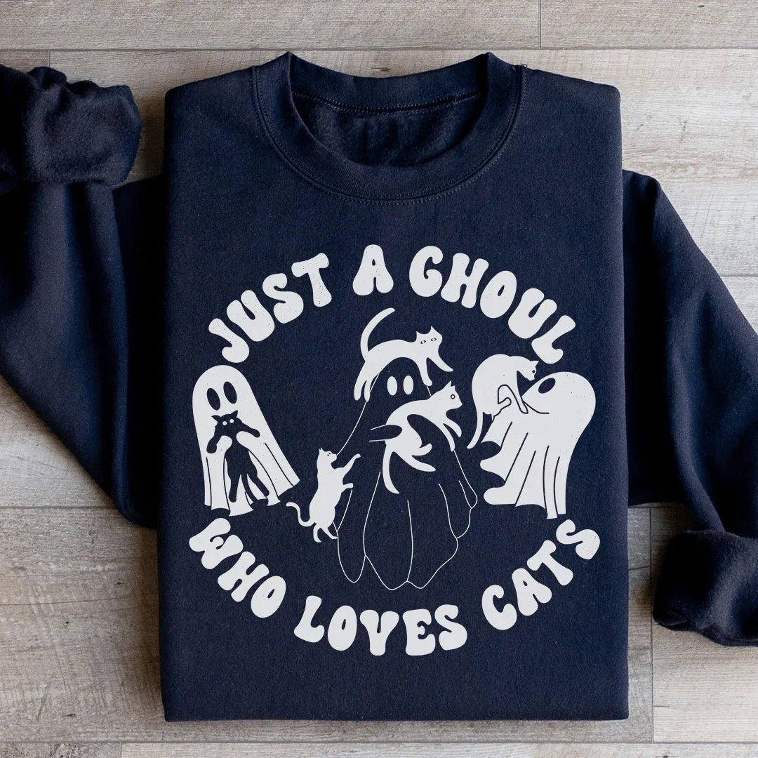 Just A Ghoul Who Loves Cats Sweatshirt - WonderingCloth