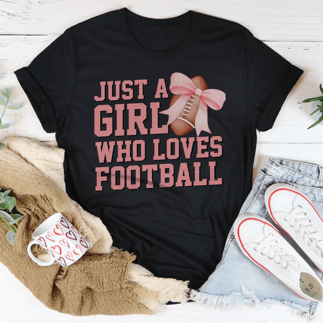 Just A Girl Who Loves Football Tee - WonderingCloth
