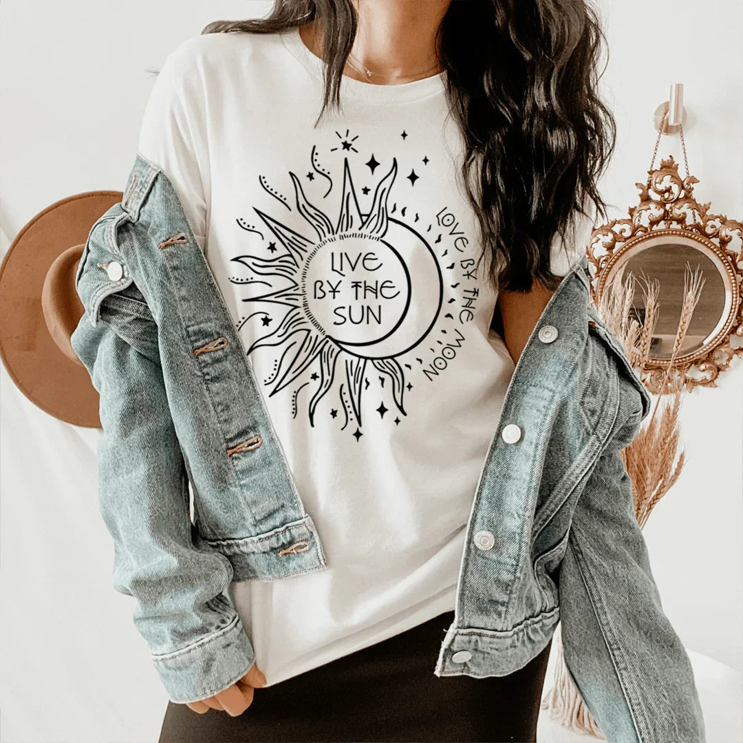 Live By The Sun Love By The Moon Tee - WonderingCloth
