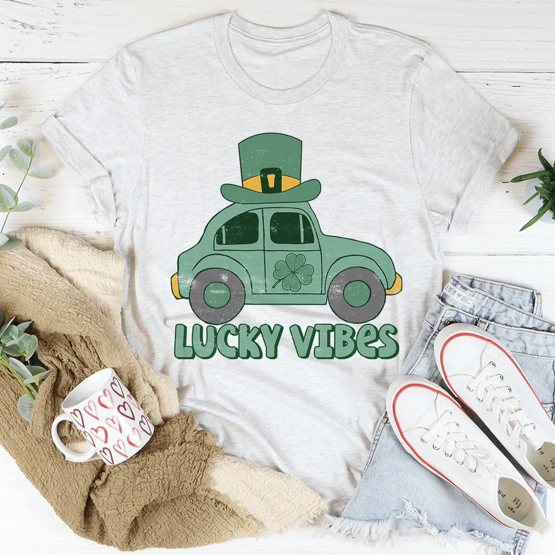 Lucky Vibes Cute Beetle Tee - WonderingCloth