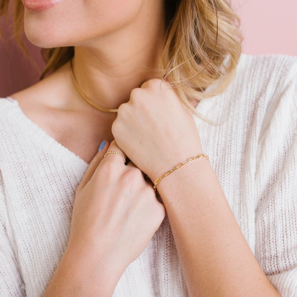 Madeline Gold Filled Paperclip Bracelet - WonderingCloth