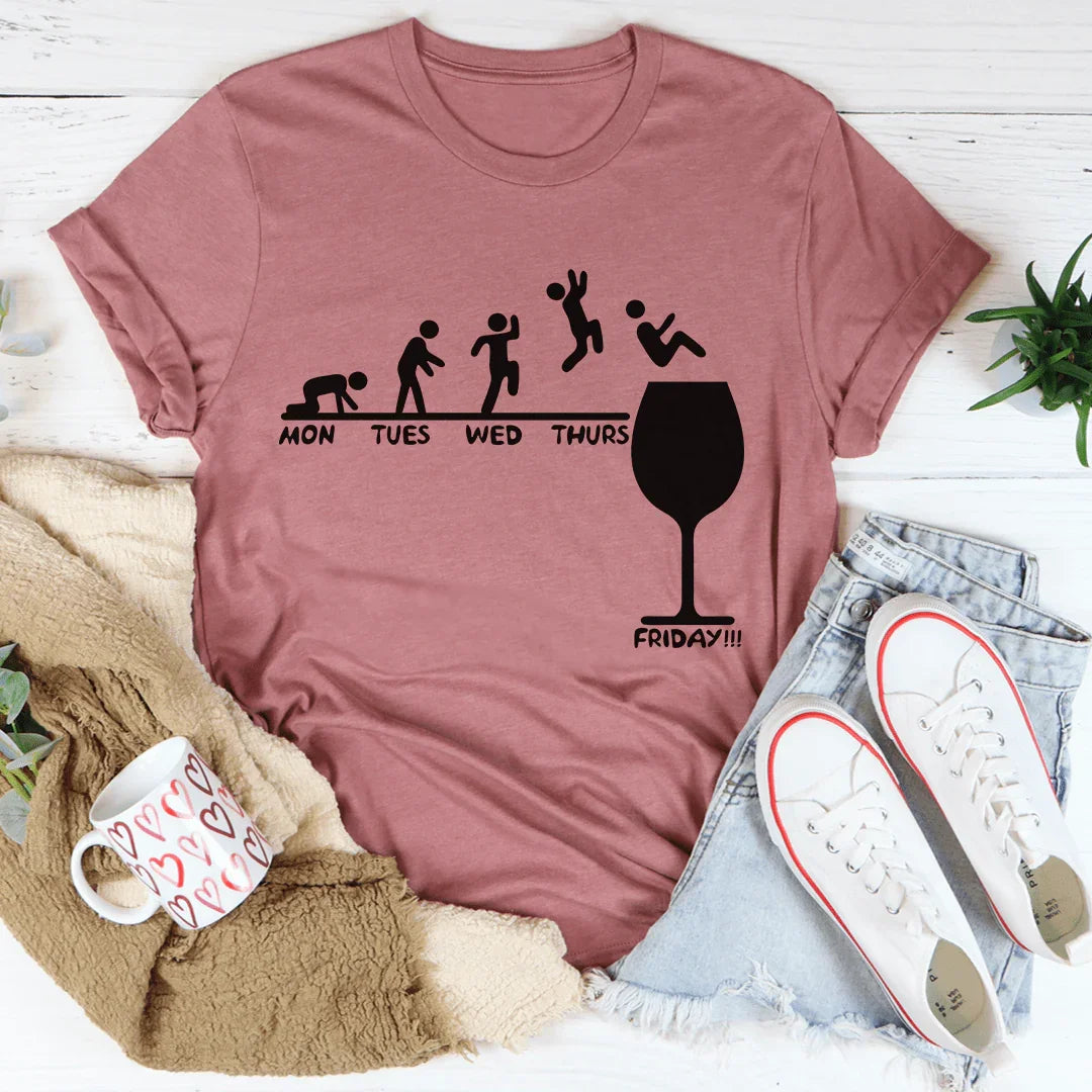 Monday to Friday Wine Tee - WonderingCloth