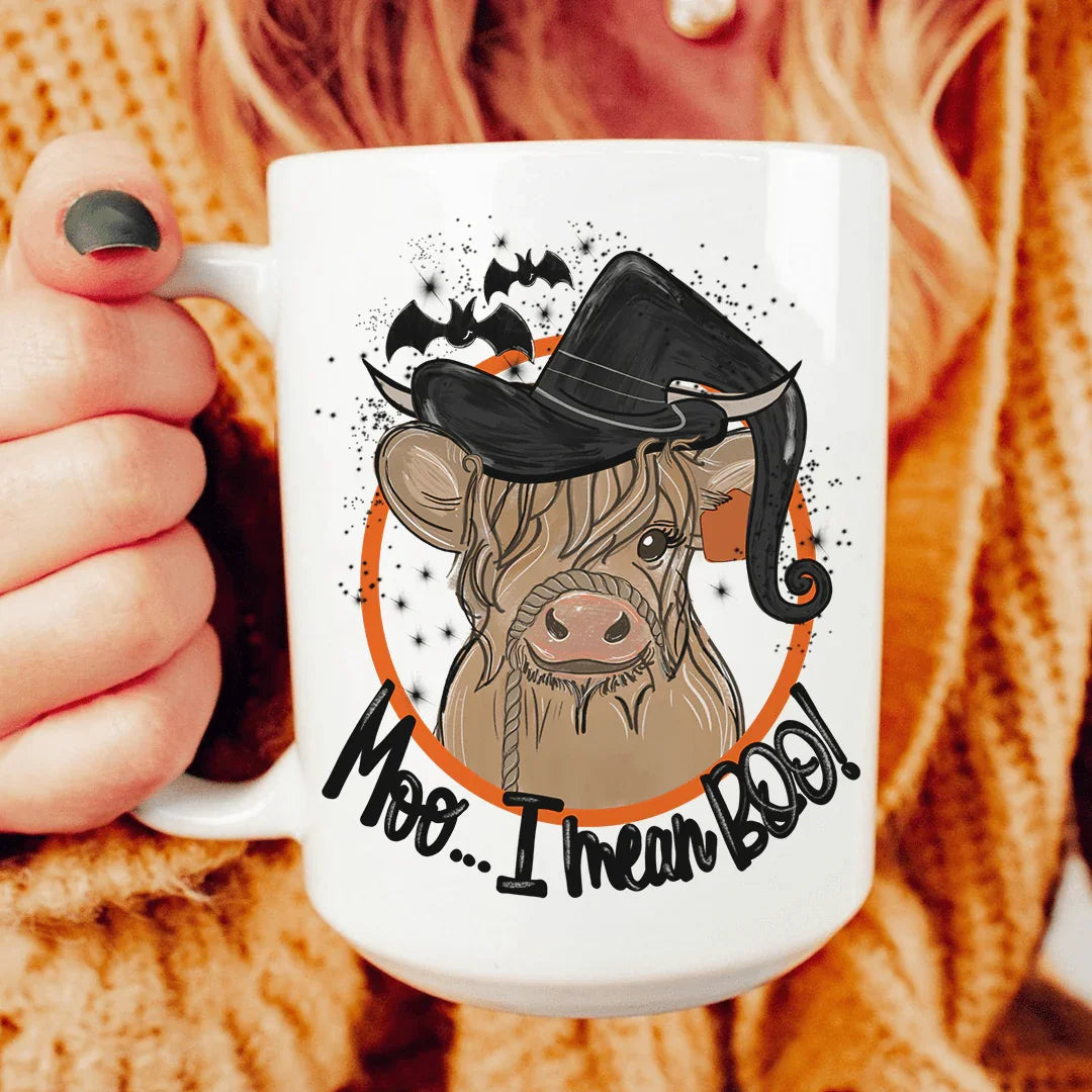 Moo I Mean Boo Ceramic Mug 15oz - WonderingCloth